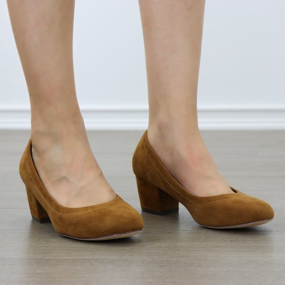 Vintage look chunky heel round toe pumps - Picture 4 of 7